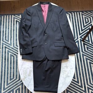 Express Black Suit with Red Lining and Tailored Fit